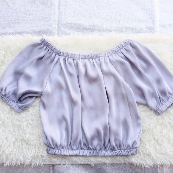 Must Have Off Shoulder Silver Crop Top - Picture 3 of 8